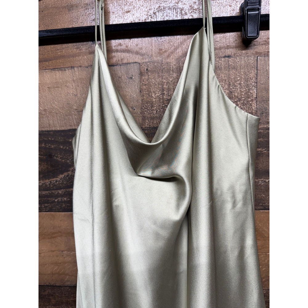 Show Me Your Mumu Verona Cowl Dress Sage Green Satin Midi Slip Dress Medium - Picture 3 of 7